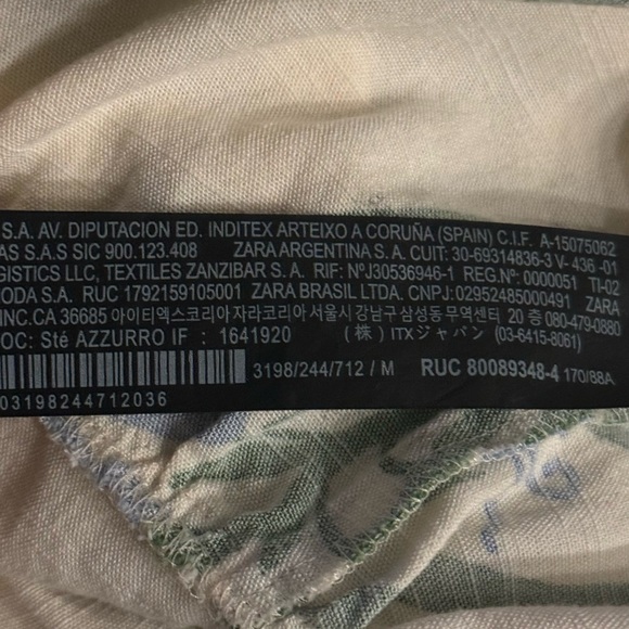 Zara Cream Backless Dress with Green and Blue Floral Design Medium - Picture 6 of 7